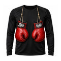 Black SpoVote dry-fit long-sleeve, front: two red boxing gloves labeled Spo and Vote