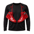 Black SpoVote Basketball dry-fit long-sleeve, front: two red high-top sneakers labeled Spo and Vote
