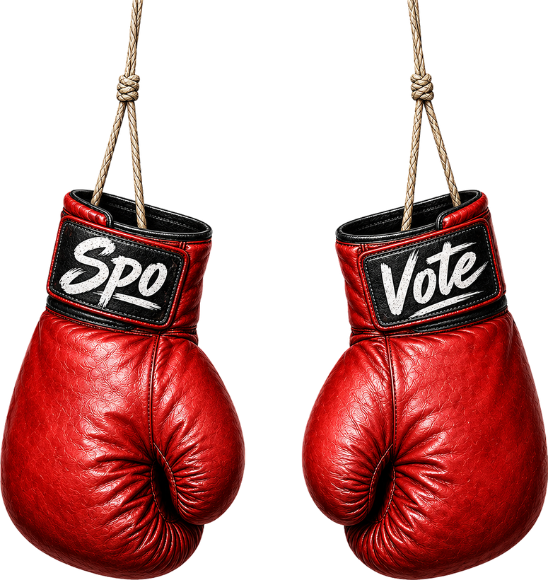 Red Spo and Vote boxing gloves print